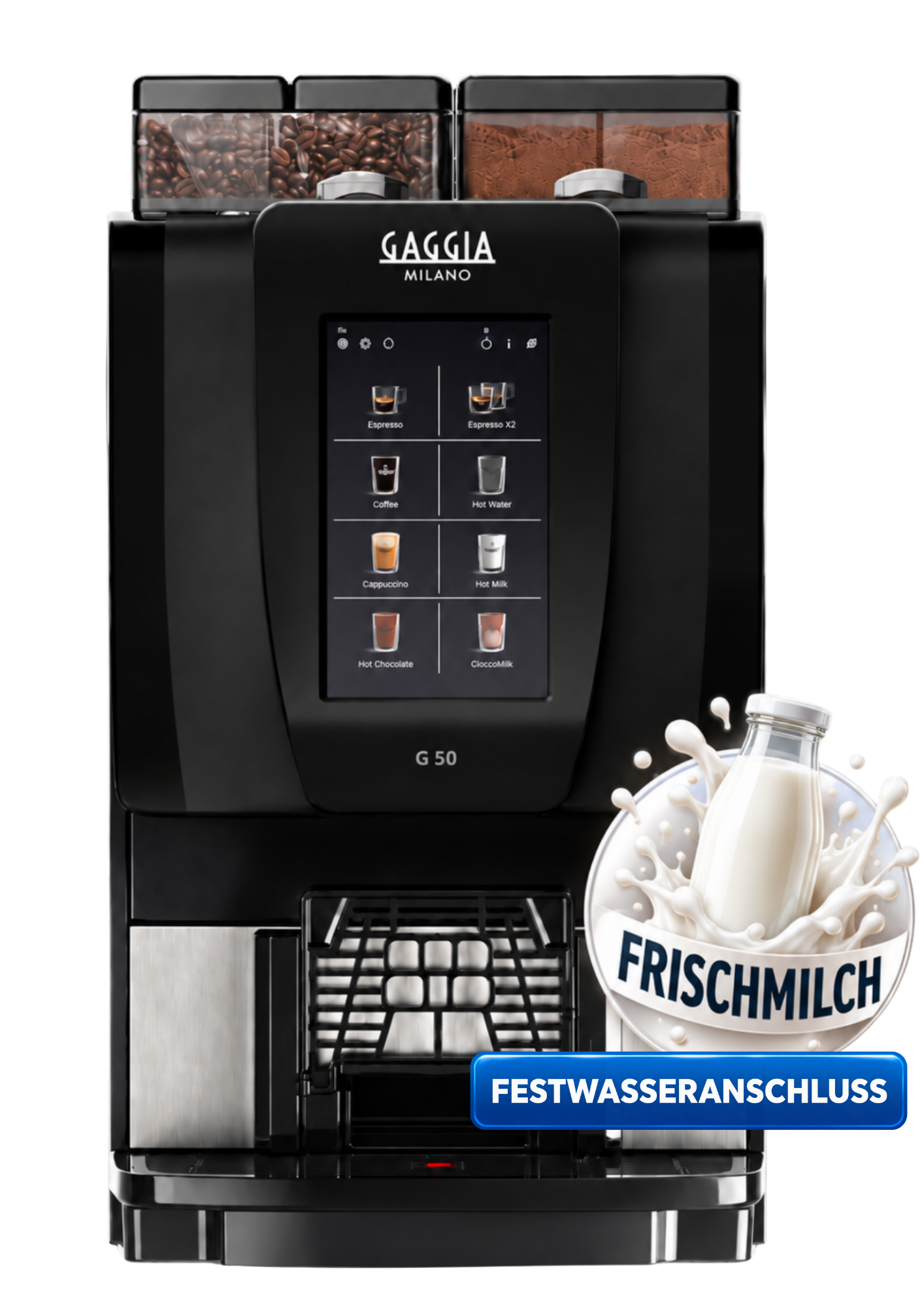 Gaggia G 50 Festwasseranschluss – Professional  Kaffeevollautomat ES + IN + FM (1x Pulverfach) Frischmilch