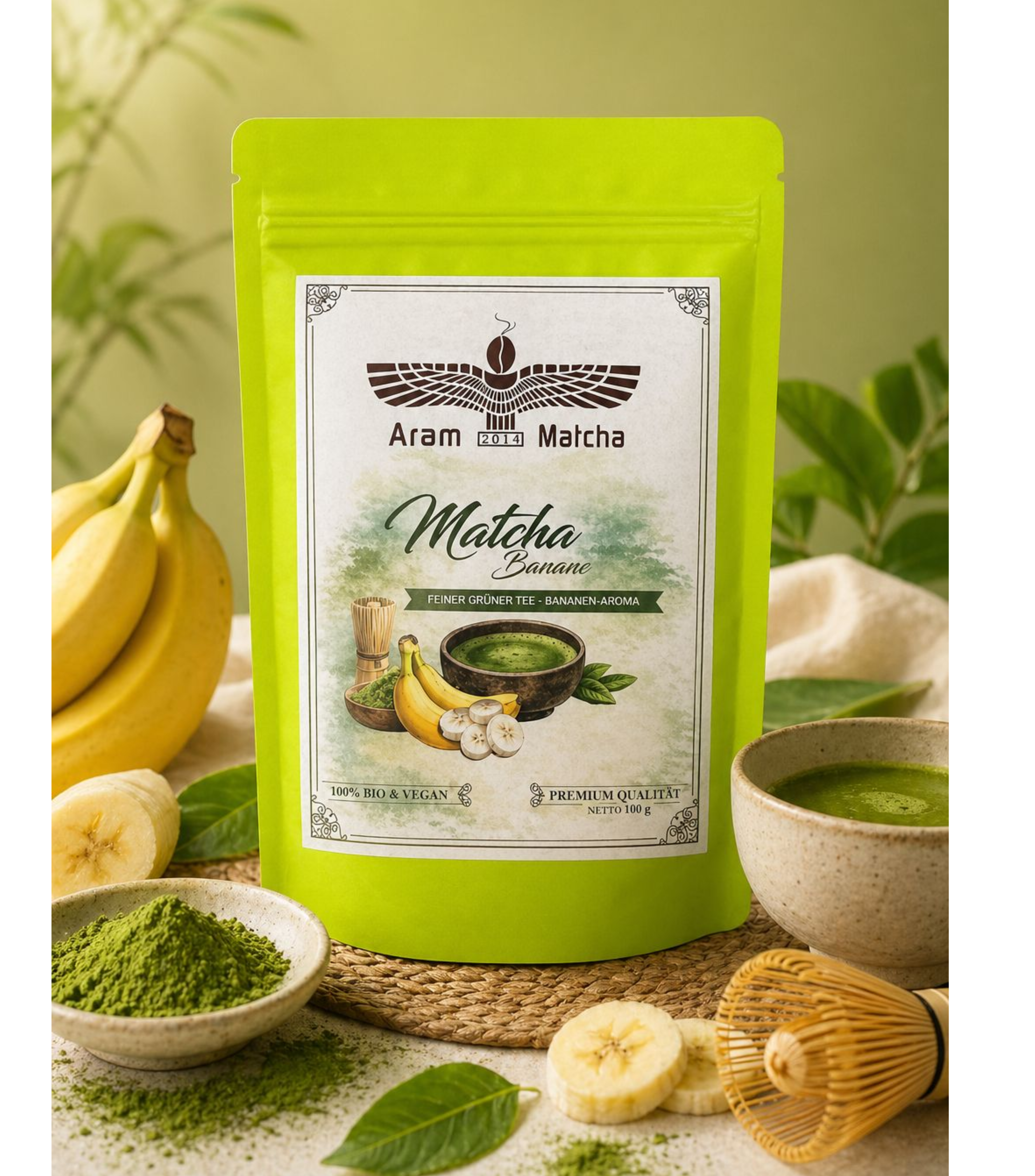 ARAM MATCHA / 100% BIO/VEGAN MATCHA-BANANE 100g - Premium Qualität - BÜ